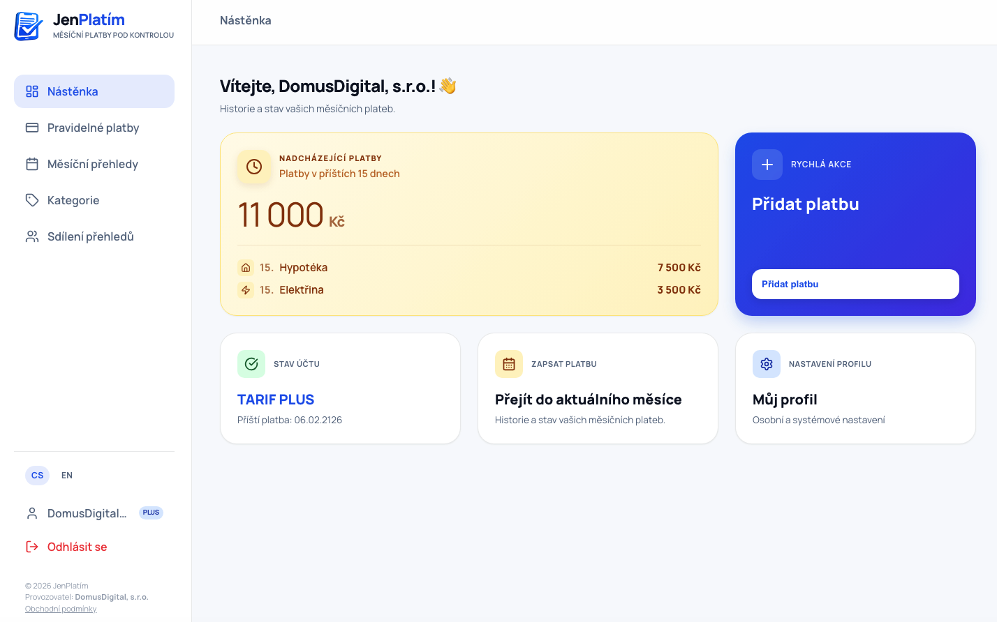 Vítejte zpět, Honzo! 👋